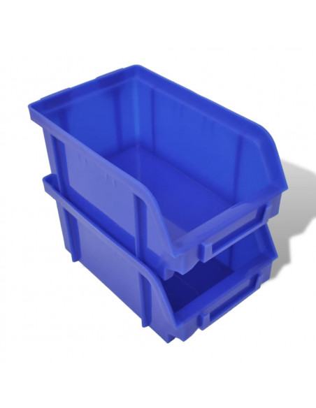Contenitore Plastica per Garage da Parete Set 30 pz Blu e Rosso