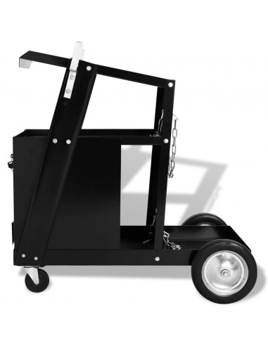 Carrello di Saldatura con 4 Cassetti Neri