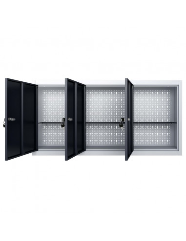 Armadio a Parete Stile Industriale in Metallo Grigio Nero