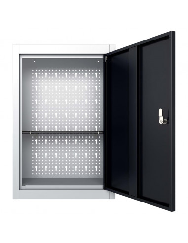 Armadio a Parete Stile Industriale in Metallo Grigio Nero