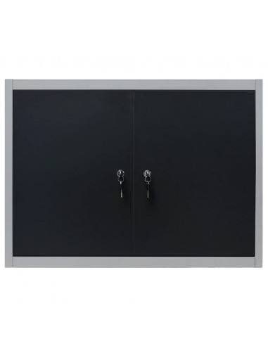 Armadio a Parete Stile Industriale in Metallo Grigio Nero