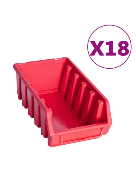 Kit Contenitori 103 pz con Pannelli a Parete Rosso e Nero