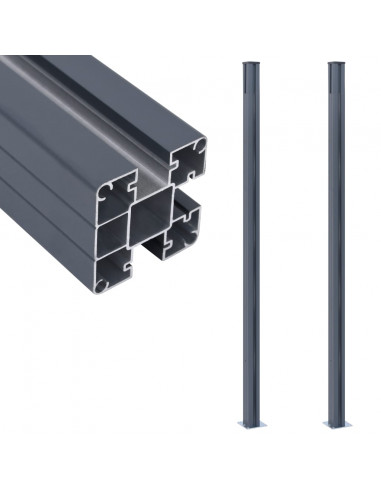 Pali di Recinzione 2 pz Grigio Scuro 185 cm in Alluminio