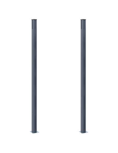 Pali di Recinzione 2 pz Grigio Scuro 185 cm in Alluminio