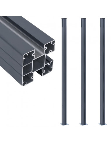 Pali di Recinzione 3 pz Grigio Scuro 185 cm in Alluminio