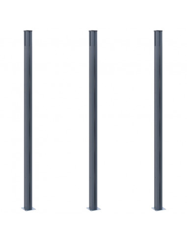 Pali di Recinzione 3 pz Grigio Scuro 185 cm in Alluminio