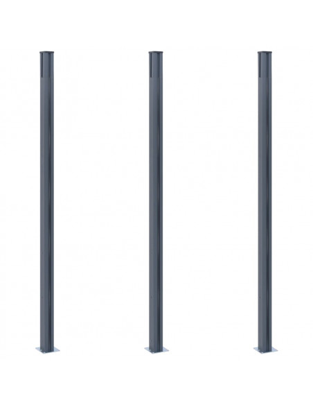 Pali di Recinzione 3 pz Grigio Scuro 185 cm in Alluminio