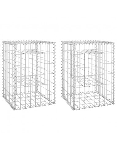 Cesti a Gabbione a Torre 2 pz 40x40x60 cm in Ferro