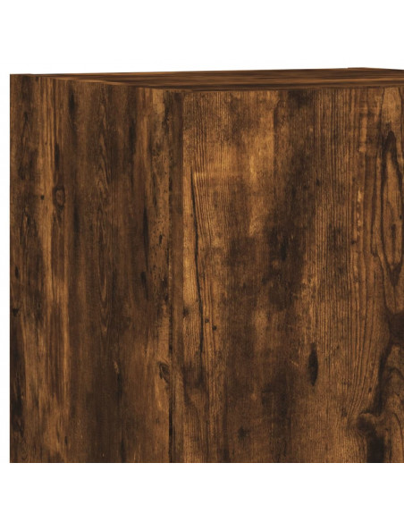 Mobili TV a Muro con LED 5pz Rovere Fumo in Legno Multistrato