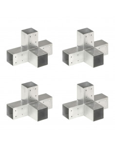 Connettori per Pali a Forma di X 4 pz in Metallo Zincato 71x71 mm 2