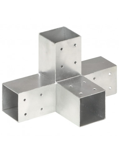 Connettori per Pali a Forma di X 4 pz in Metallo Zincato 71x71 mm