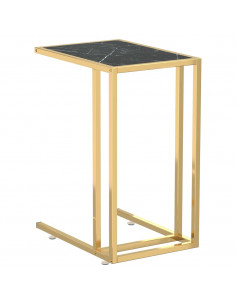 Tavolino per Computer Marmo Nero 50x35x65 cm Vetro Temperato 2