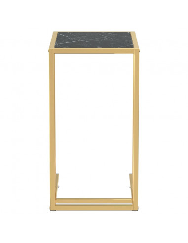 Tavolino per Computer Marmo Nero 50x35x65 cm Vetro Temperato