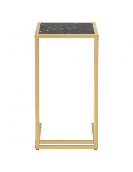 Tavolino per Computer Marmo Nero 50x35x65 cm Vetro Temperato