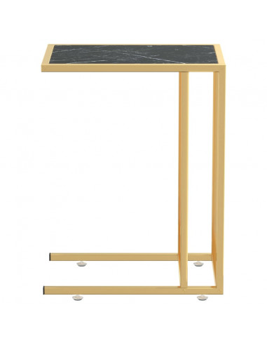 Tavolino per Computer Marmo Nero 50x35x65 cm Vetro Temperato