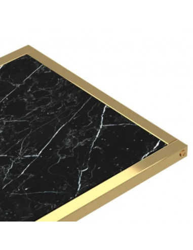 Tavolino per Computer Marmo Nero 50x35x65 cm Vetro Temperato