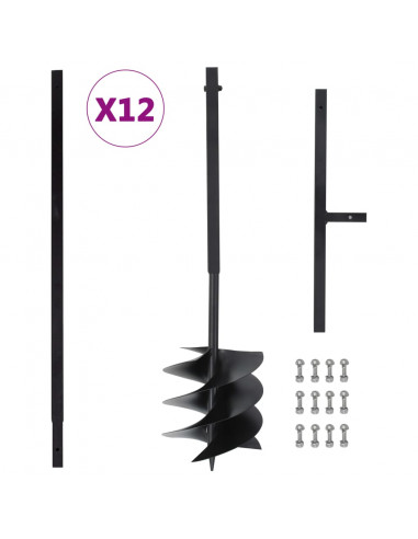 Trapano da Terra con Manico 250 mm Tubo di Prolunga Acciaio 12m