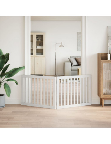 Cancello per Cani Pieghevole 2 Pannelli Bianco 160 cm Pioppo