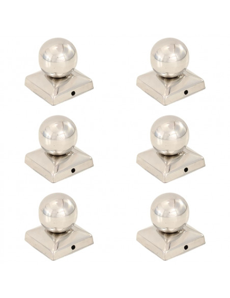 Tappi per Pali 6 pz Estremità a Globo in Acciaio Inox 71x71 mm