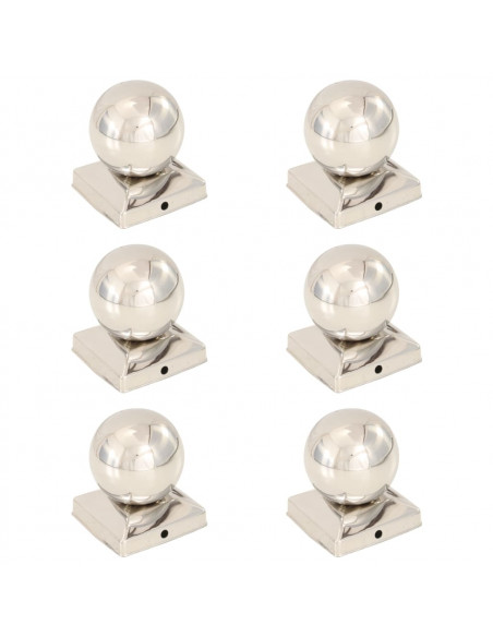 Tappi per Pali 6 pz Estremità a Globo in Acciaio Inox 91x91 mm