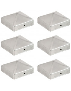 Tappi per Pali a Piramide 6 pz in Metallo Zincato 71x71 mm 2