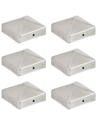 Tappi per Pali a Piramide 6 pz in Metallo Zincato 71x71 mm
