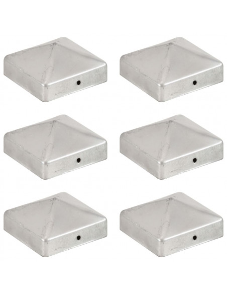 Tappi per Pali a Piramide 6 pz in Metallo Zincato 71x71 mm