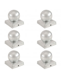Tappi per Pali 6 pz Estremità a Globo Metallo Zincato 91x91 mm 2