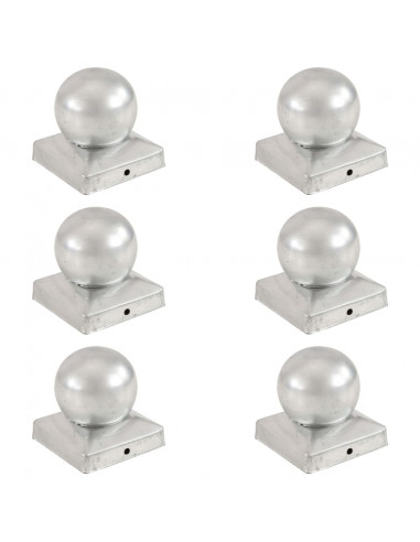 Tappi per Pali 6 pz Estremità a Globo Metallo Zincato 91x91 mm