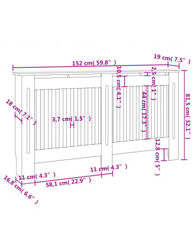 Armadietto Copritermosifone in MDF Bianco 152 cm
