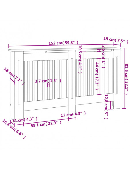 Copritermosifoni 2 pz in MDF 152 cm Bianchi