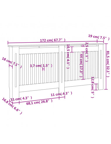 Copritermosifoni 2 pz in MDF 172 cm Bianchi