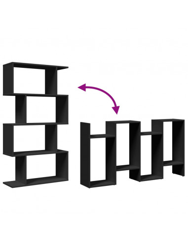 Libreria Divisorio 4 Ripiani Nera 70x24x129 cm in Truciolato