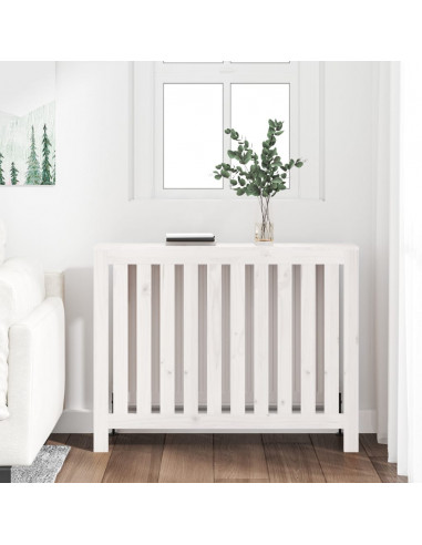 Copertura Termosifone Bianca 108,5x19x84 cm Legno Massello Pino