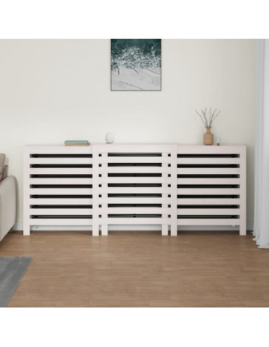 Copertura Termosifone Bianca 210x21x85 cm Legno Massello Pino