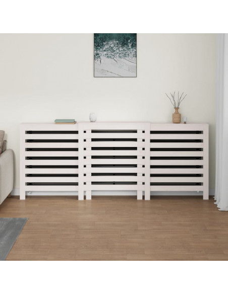 Copertura Termosifone Bianca 210x21x85 cm Legno Massello Pino