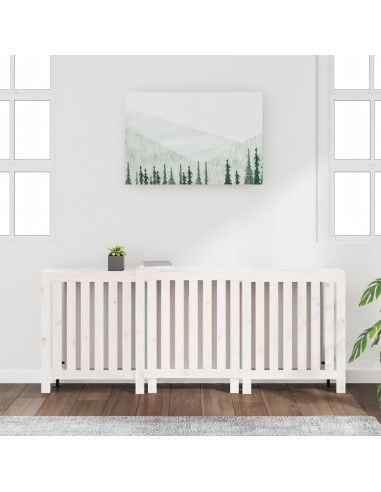 Copertura Termosifone Bianca 210x21x85 cm Legno Massello Pino