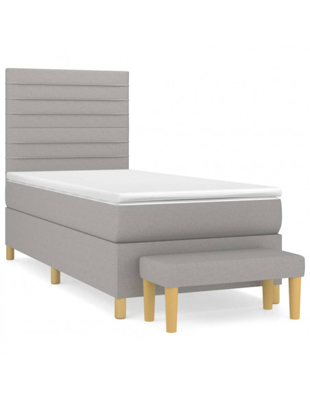 Giroletto a Molle con Materasso Grigio Chiaro 90x190 cm Tessuto
