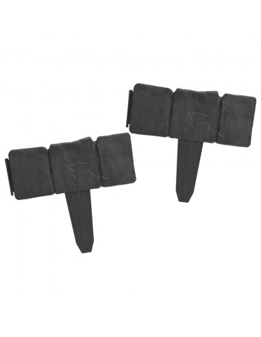 Set 41 pz Recinzione giardino/prato in plastica imitazione pietra 10 m