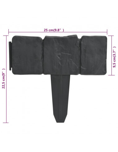 Set 41 pz Recinzione giardino/prato in plastica imitazione pietra 10 m