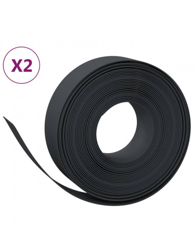 Bordature da Giardino 2 pz Nere 10 m 15 cm in Polietilene