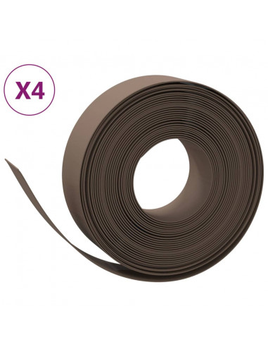 Bordature da Giardino 4 pz Marroni 10 m 15 cm in Polietilene