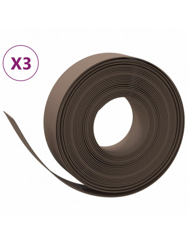 Bordature da Giardino 3 pz Marroni 10 m 15 cm in Polietilene