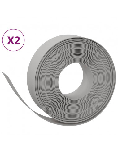 Bordature da Giardino 2 pz Grigie 10 m 15 cm in Polietilene