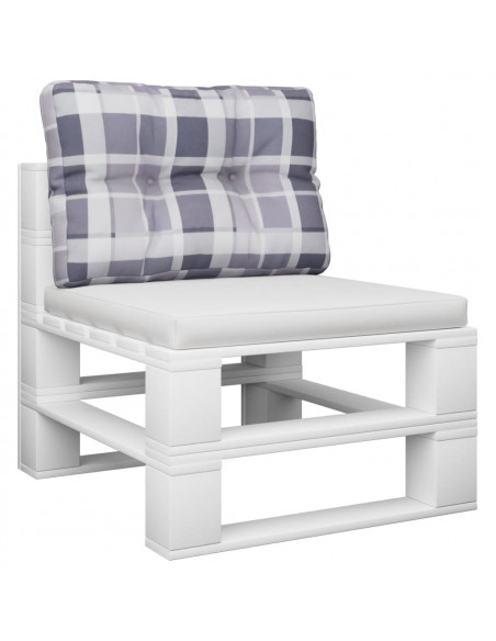 Cuscino per Pallet a Quadri Grigi 50x40x12 cm in Tessuto
