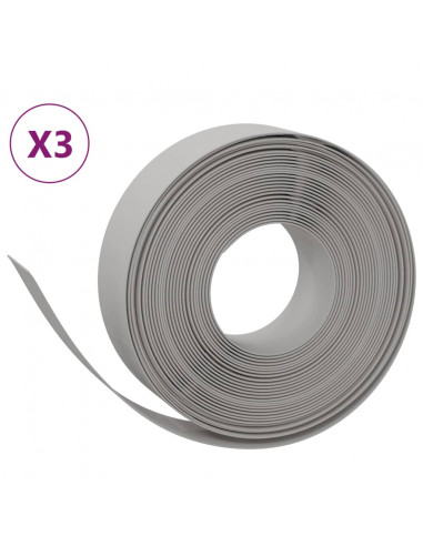 Bordature da Giardino 3 pz Grigie 10 m 15 cm in Polietilene