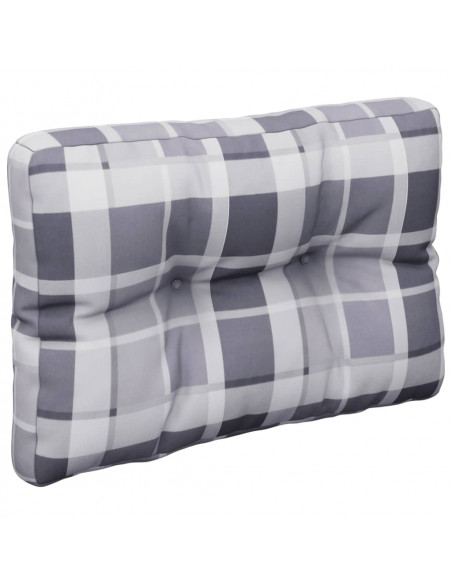 Cuscino per Pallet a Quadri Grigi 50x40x12 cm in Tessuto