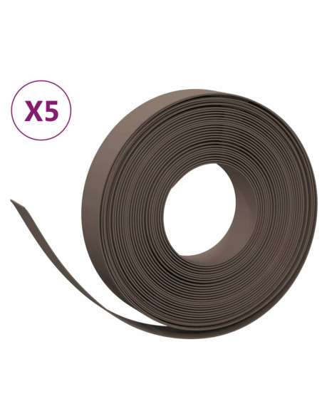 Bordature da Giardino 5 pz Marroni 10 m 10 cm in Polietilene
