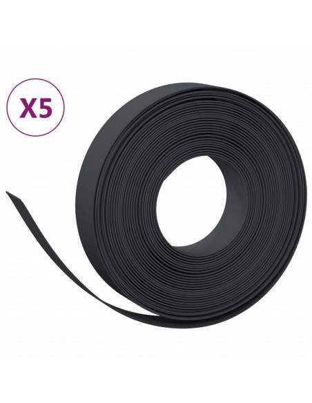 Bordature da Giardino 5 pz Nere 10 m 10 cm in Polietilene