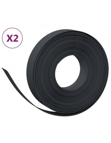 Bordature da Giardino 2 pz Nere 10 m 10 cm in Polietilene